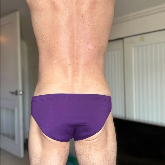 Arena Men's Plum-White Swim Briefs - Picture 3 of 5